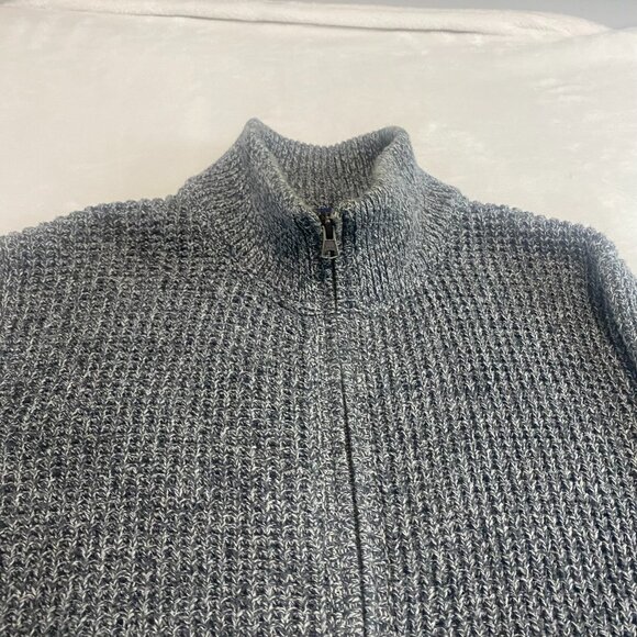 L.L. Bean Organic Cotton Sweater Full Zip Men's Large Tall Waffle Knit 508968 - Picture 4 of 11